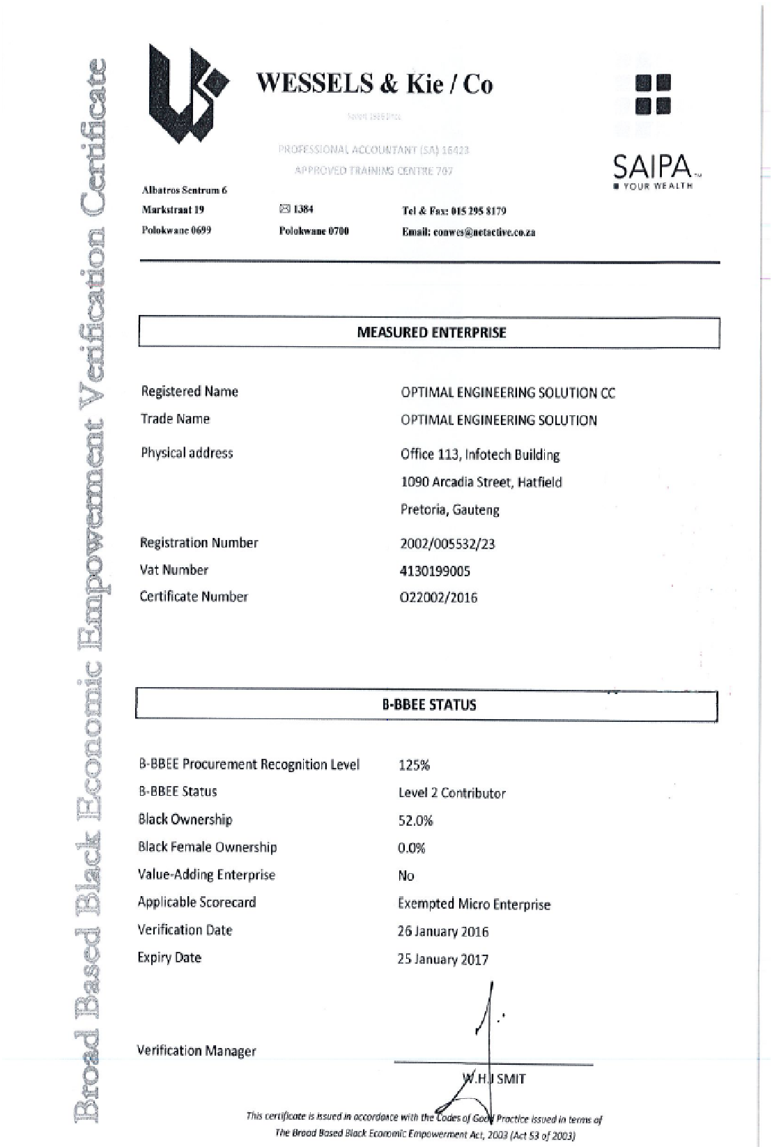 B-bbee-certificate – Optimal Group Engineering